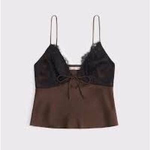 NWT Abercrombie & Fitch Brown Cami with Black Lace Size XL